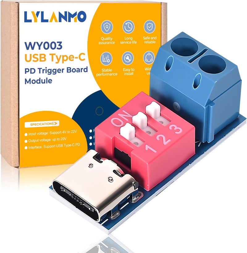 LYLANMO 2PCS USB Type-c Charger Power Delivery Module Voltage selector to 5V9V12V20V PD/QC Decoy Board Fast Charge USB-C PD Trigger Board Module - Image 1